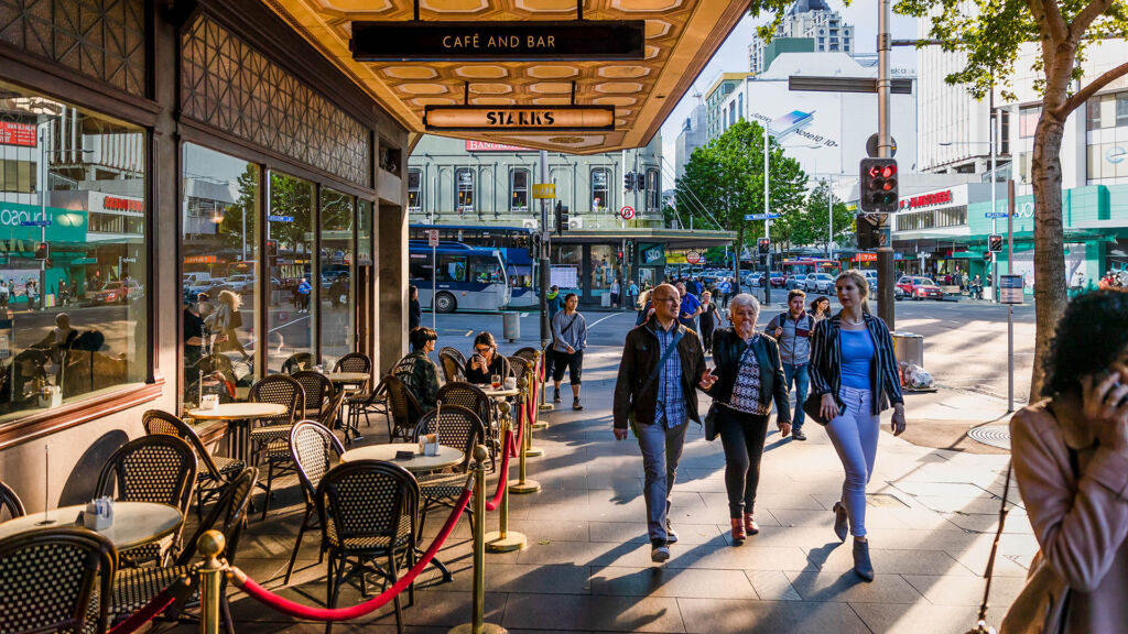 People walking on Queen Street